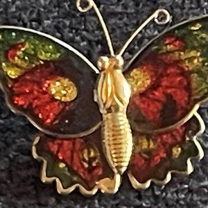 Vintage Rainbow Butterfly pin brooch